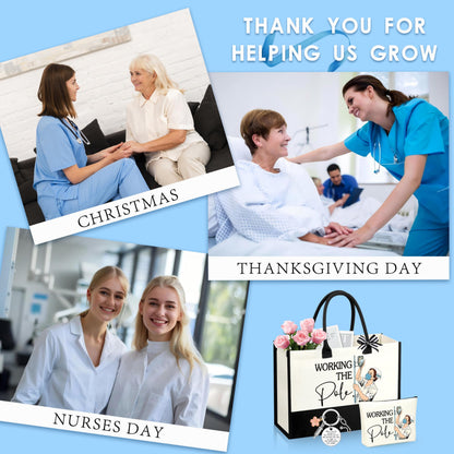 Nurse Gifts Nurses Week Gift Nurse Appreciation Gifts for Women Gift for Nurses Canvas Tote Bag Keychain