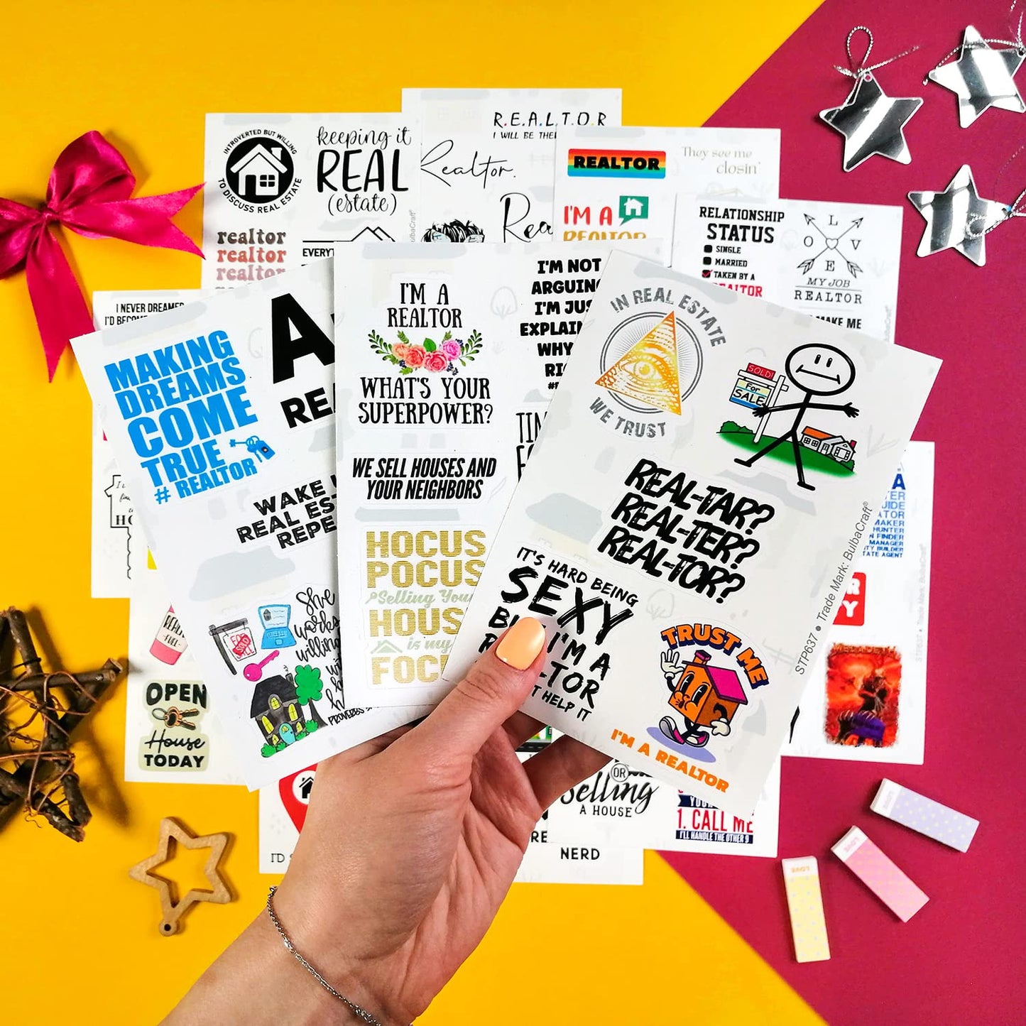 BulbaCraft 100 Pcs Funny Realtor Stickers, Real Estate Stickers, Funny Realtor Gifts for Women Agent, Real Estate Agent Presents, Gifts for Women & Men