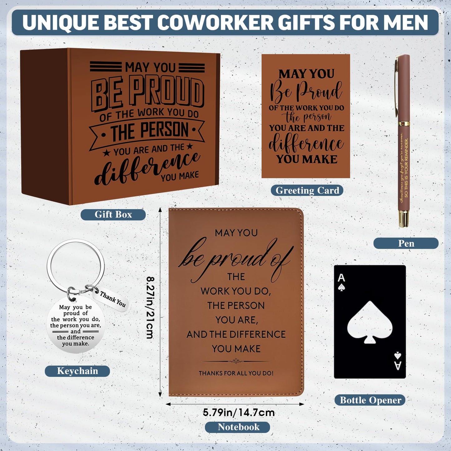 JTAMOHI 9 Pcs Employee Appreciation Gifts for Men, Best Coworker Appreciation Gifts with 20 Oz Tumbler, Leather Journal Notebook, Socks, Acrylic Award Plaque Sign, Thank You Gift for Employee