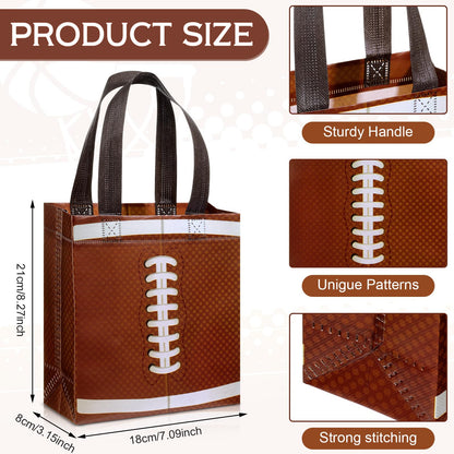 Huhumy 24 Pcs Football Party Favor Bags Treat Goodie Snack Gift Bags with Handles for Sports Team Gift Birthday Party Supplies