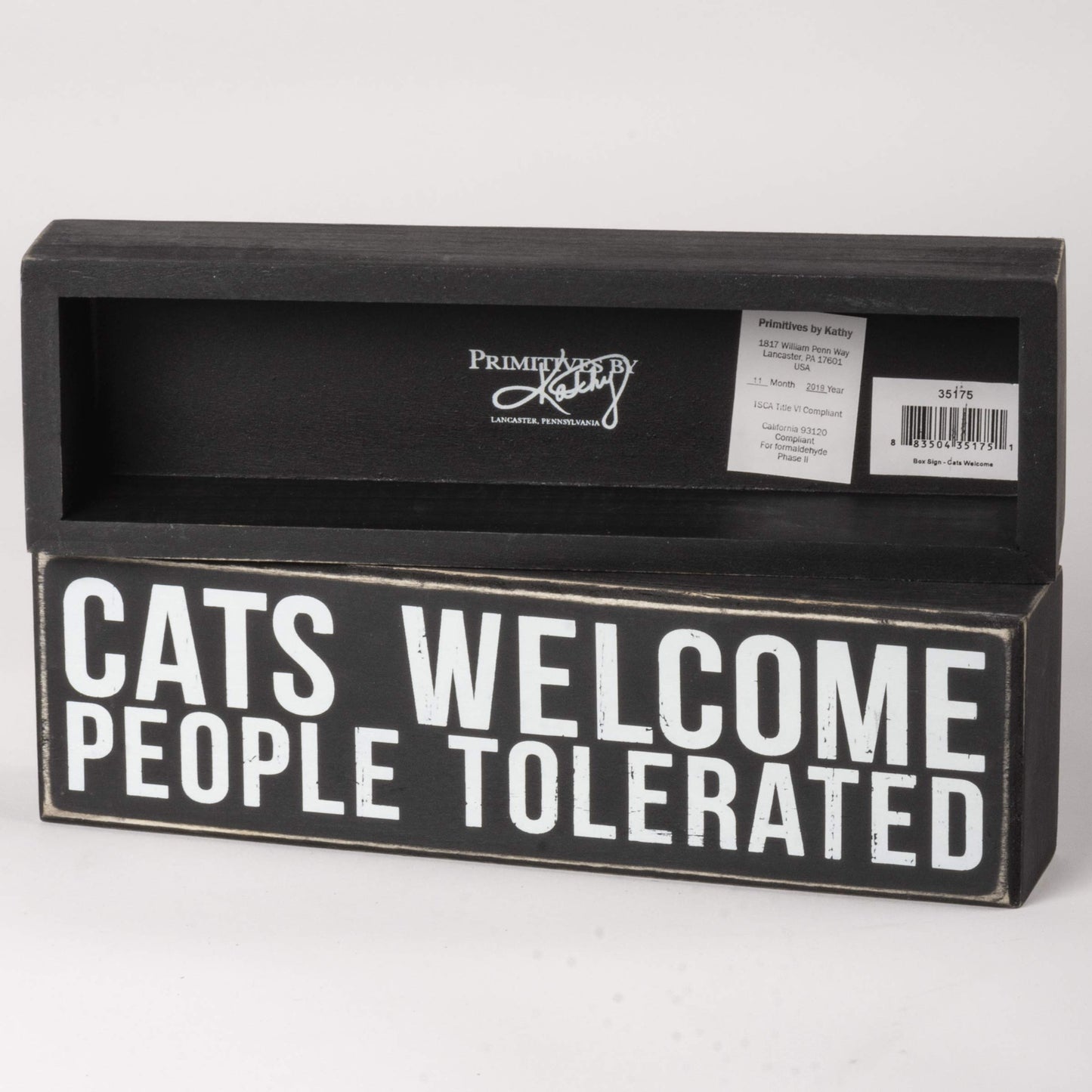 Primitives by Kathy 35175 Classic Box Sign, Cats Welcome