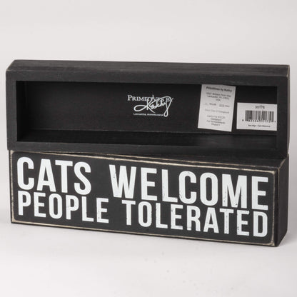 Primitives by Kathy 35175 Classic Box Sign, Cats Welcome