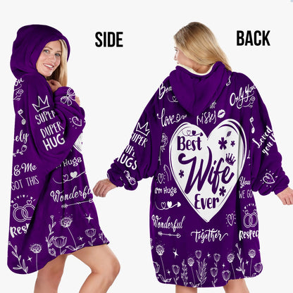Warmstorey Wearable Blanket Hoodie For Mom Wife - Best Wife Ever Hoodie From Husband Daughter Son - Birthday Mothers Day Gift