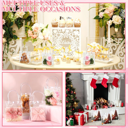 ProSuites 20 Pack Clear Plastic Gift Bags with Handles for Wedding Favors, Small Party Favor Bags 5.1" L x 2.75" W x 5.9" H - Premium Quality, Bulk Packaging Included