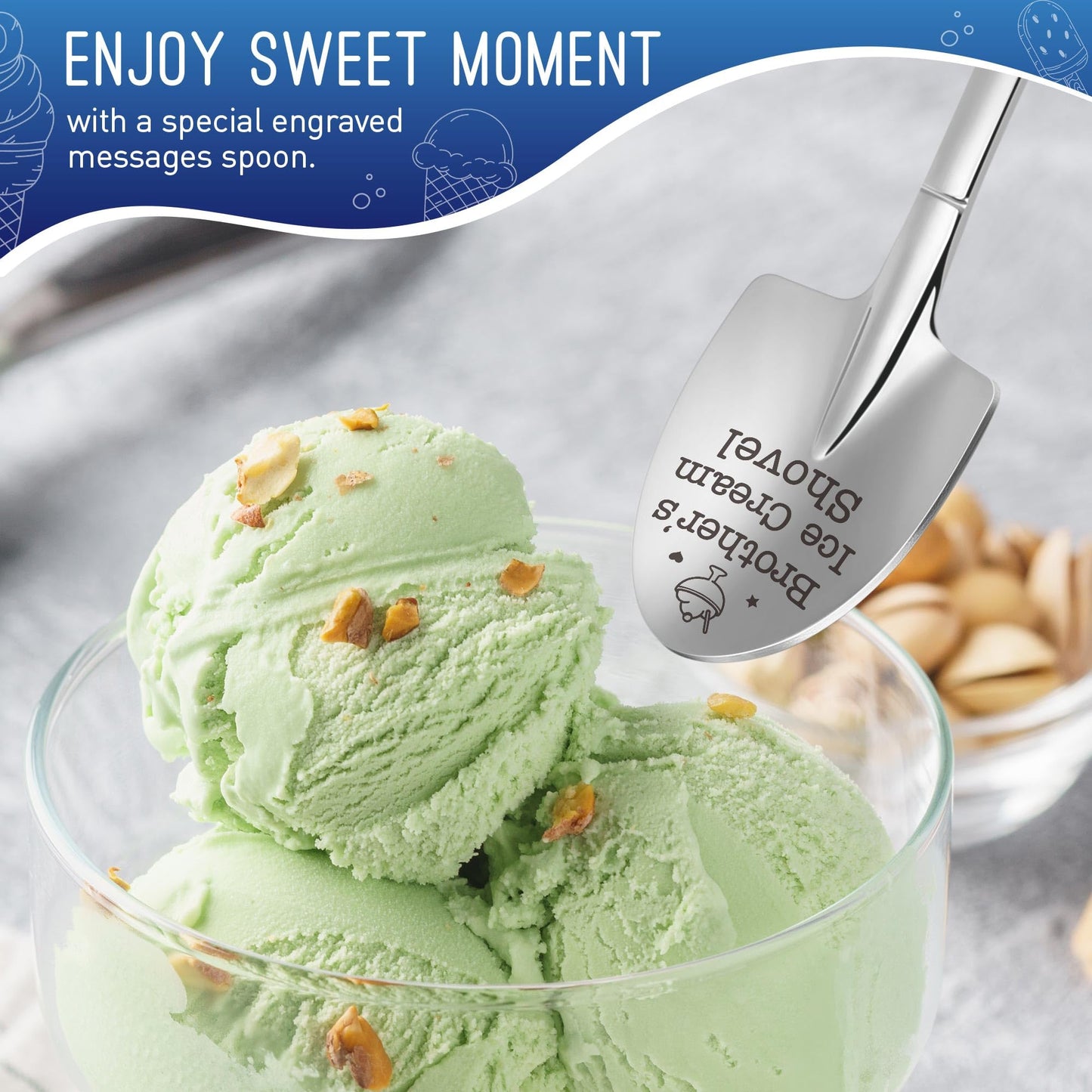 Brother Gifts Funny Fathers Day Birthday Gift for Men Adult Half Brothers Graduation Gifts 2026, from Sister, Brother's Ice Cream Shovel Spoon for Christmas Valentines