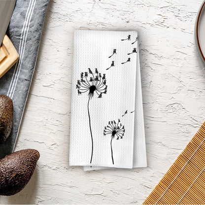 Black Lab Gifts Kitchen Towels, Black Labrador Retriever Decorative Waffle Dish Towels, Dog Mom Lovers Gift, Funny Dandelion Lab Dog Hand Towel for Bathroom, 16x24 Inch