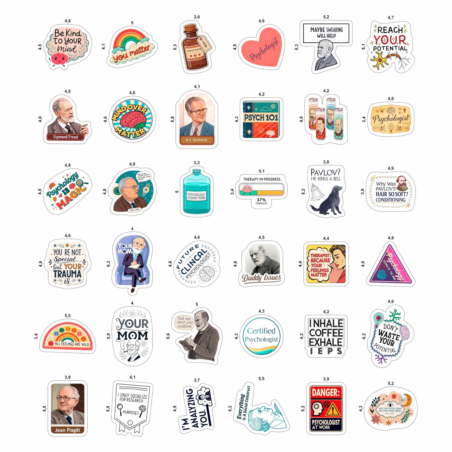 100Pcs Psychology Stickers for Laptop, for Water Botttle - Funny Psychologist Stickers for Therapist - Psychology Party Supplies - Gift for Women & Men