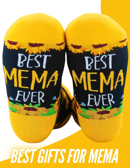InnoBeta Mema Gifts, Mothers Day Gifts for Mema, One Size Crew Socks on Mother's Day, Christmas, Birthday