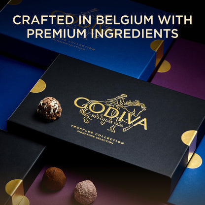 Godiva Signature Truffle Gift Box, Belgian Dark and Milk Chocolates with Ganache Center, Gourmet Gift for Birthdays, Holidays, Kosher, 15 Pc