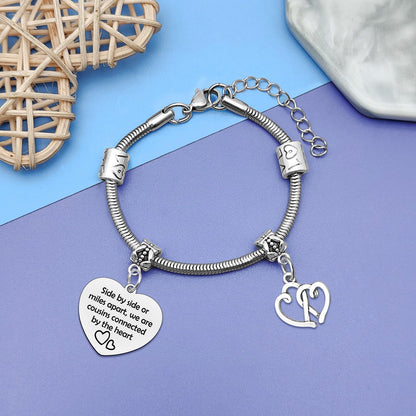 Cousins Bracelets for Women Stainless Steel Bracelets Happy Birthday Cousin Gift Female Cousin Bracelet Cousins Birthday Gifts for Women Inspirational Gifts for Friends Woman Christmas Friendship Gift