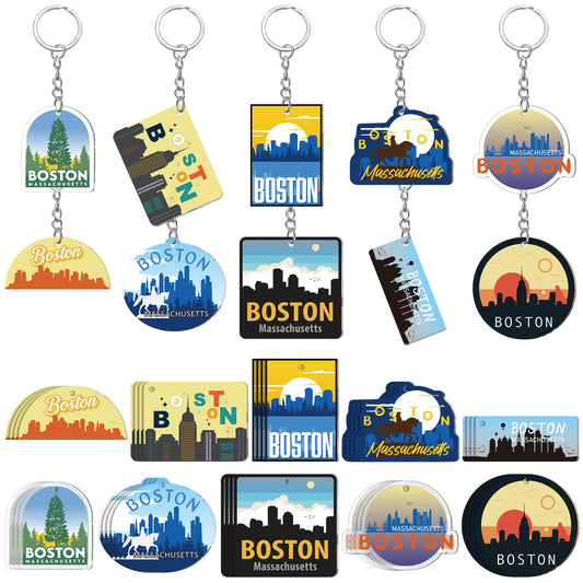 50 Pcs Boston Souvenirs Acrylic Keychain Gifts Bulk Boston Keychain Massachusetts Travel Gifts Souvenirs