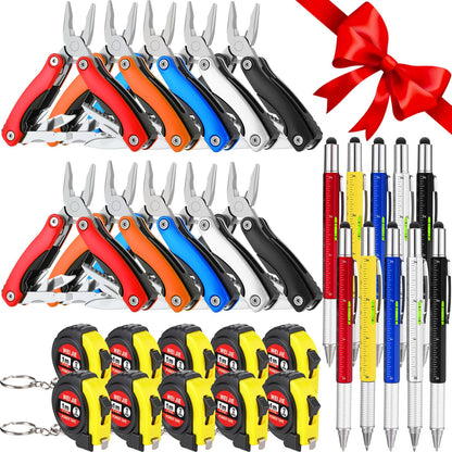 30 Pack Mini Multitool Keychain Bulk for Men, Father Day Church Gifts 10-in-1 Stainless Steel Folding Pliers Pen with Tape Measure Keychain Multitool Tools Bulk for Father's Day Party Favor