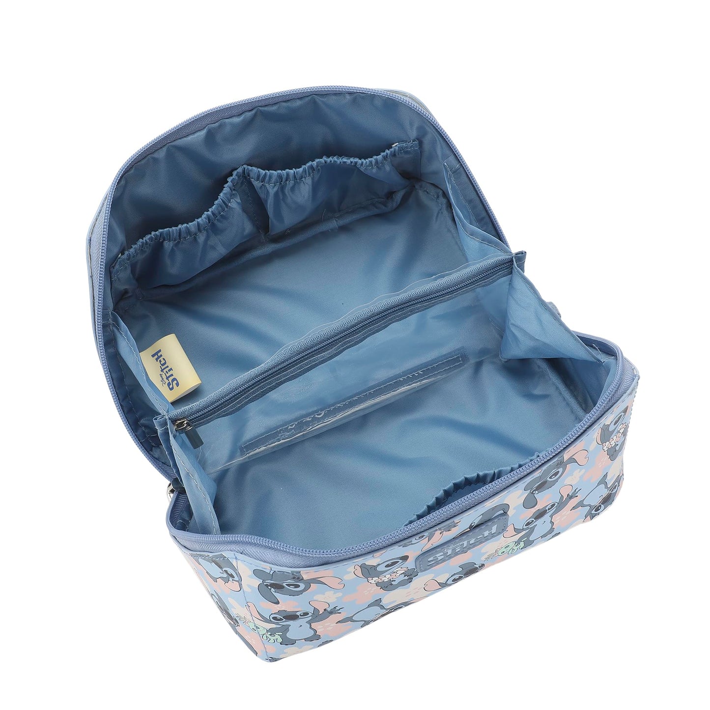 Bioworld Disney Stitch Poses All-Over Print 9" Blue Cosmetic Bag