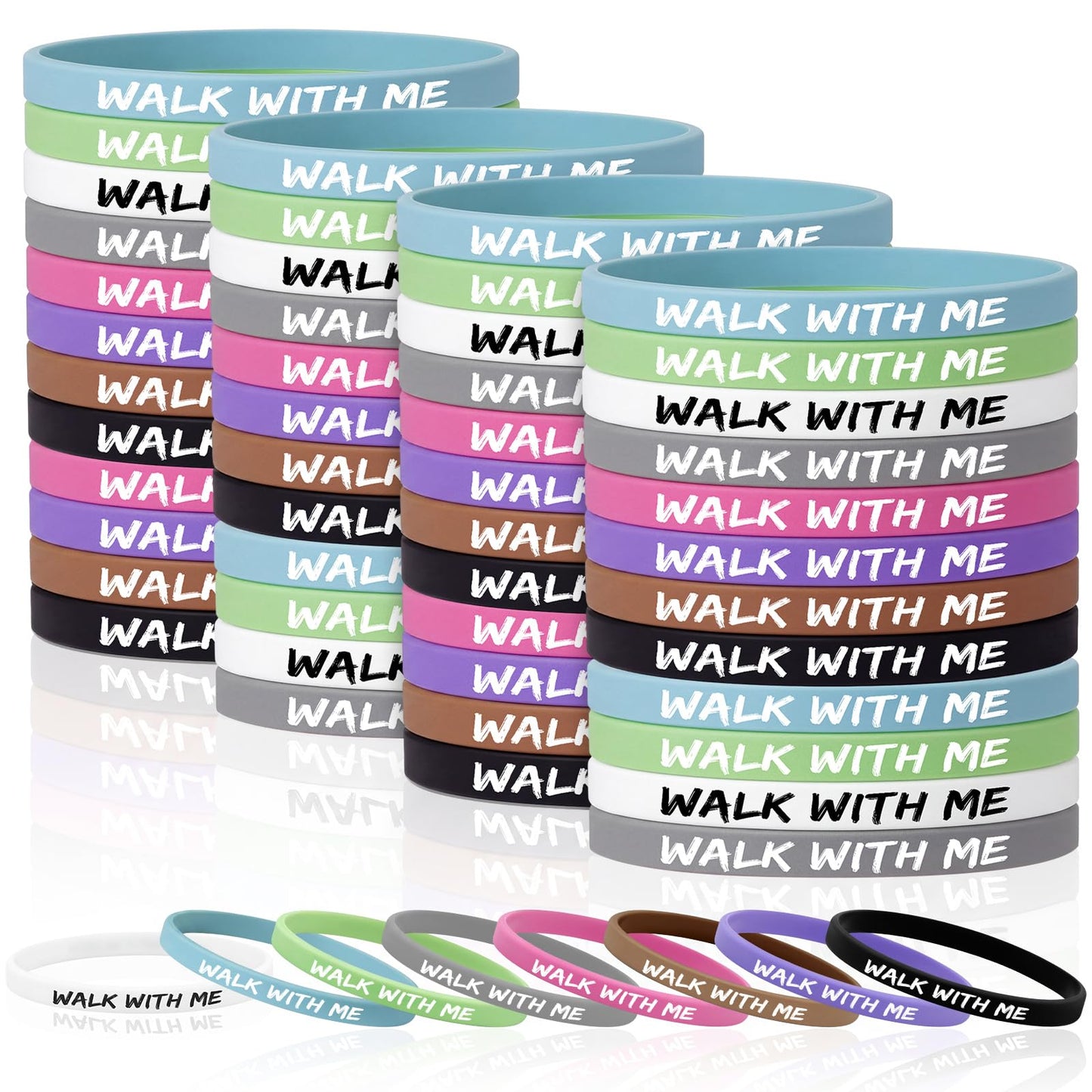 Gueevin 48 Pcs LDS Mormon Walk with Me ID Wristbands Ultra Thin Wristbands 2026 Youth Theme Gift for Men Women Teens Faith Based Encouragement Christian Youth Group Baptism Gifts