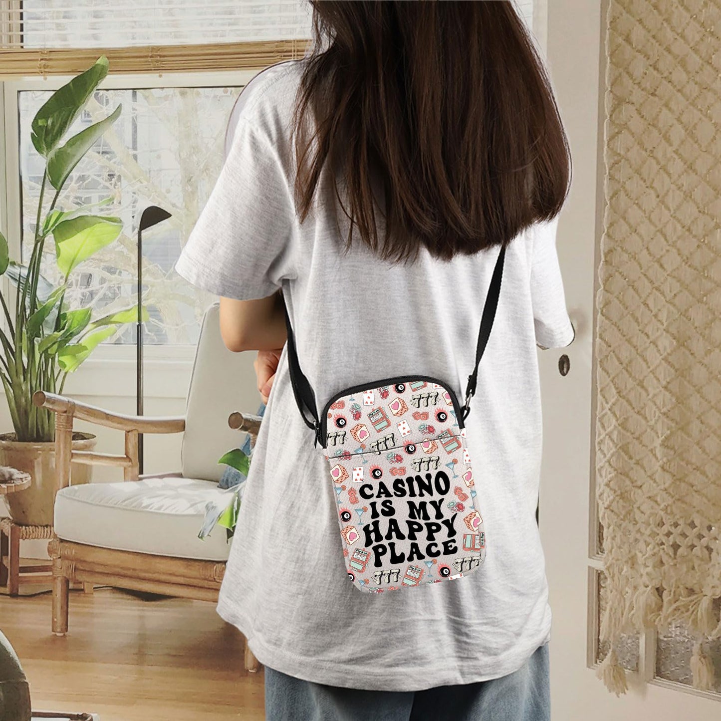 ENSIANTH Casino Player Crossbody Bag Casino Gambler Gift Poker Player Messenger Bag Gambling Lover-777 Slot Machine Gift