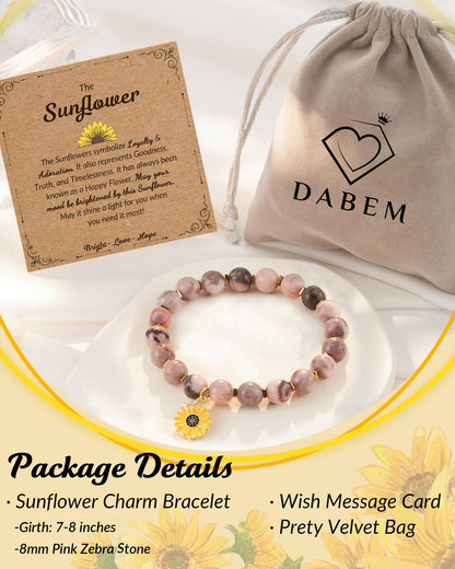 𝗦𝘂𝗻𝗳𝗹𝗼𝘄𝗲𝗿 𝗚𝗶𝗳𝘁𝘀 𝗳𝗼𝗿 𝗪𝗼𝗺𝗲𝗻, Sunflower Bracelet Jewelry 𝗖𝗵𝗿𝗶𝘀𝘁𝗺𝗮𝘀 Birthday Inspirational Gifts for Women Friends Daughter Niece Granddaughter Adults