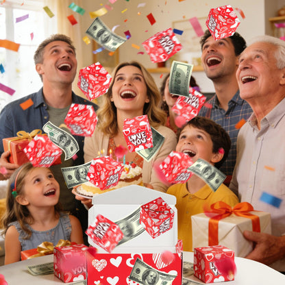 NefosLeuki Surprise Gift Box Explosion for Money,Valentines Pop-Up Explosion Gifts Box,Folding Bounce Box for Valentine's Day,Birthday,Anniversary(Red-20 Bounces)