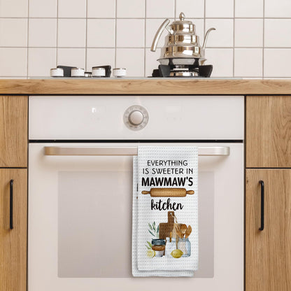 Mawmaw's Kitchen Towels, Mawmaw Gifts Grandma Gifts Hand Towels, MawmawGrandma Christmas Dish Towels Tea Towels for Kitchen, MawmawGrandma Gifts from Grandkids, 16x24inch