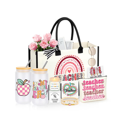 Teacher Appreciation Gifts for Women, End of Year Thank You Valentines Day Christmas Retirement Gifts for Teachers Basket Set of 6
