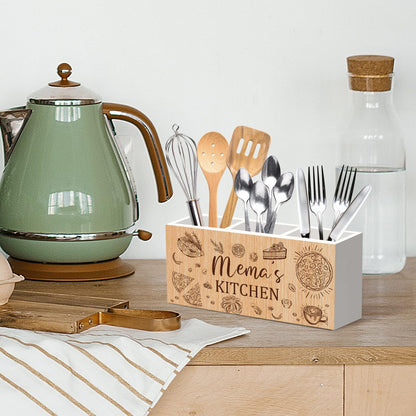 Mema Gifts Kitchen Utensil Holder Counter Decor, Grandma Mema's Kitchen Countertop Organizer, Mothers Day Birthday Mema Gifts Cooking Utensil Holder for Grandma Counter Accessories