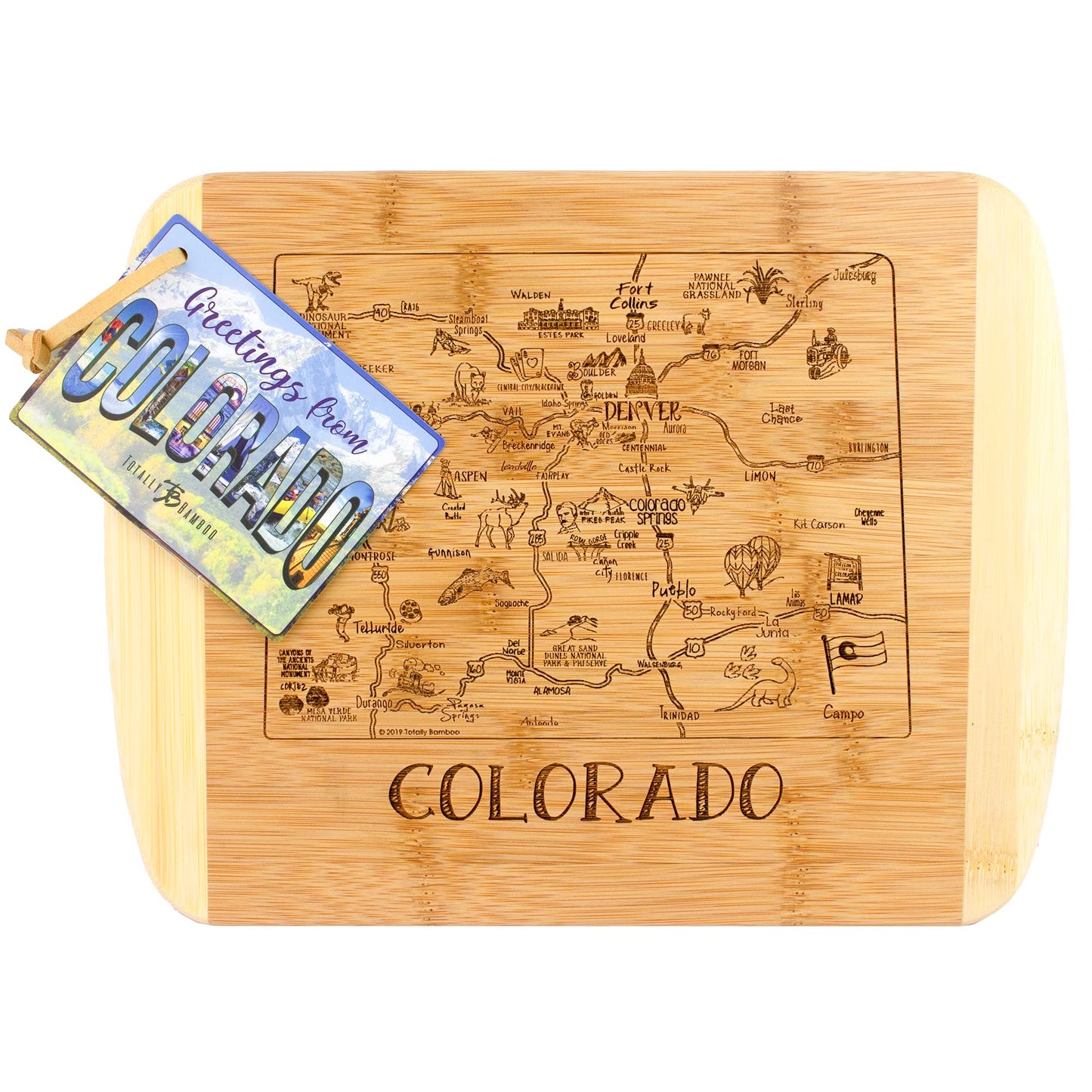 Totally Bamboo A Slice of Life Colorado State Serving and Cutting Board, 11" x 8.75"