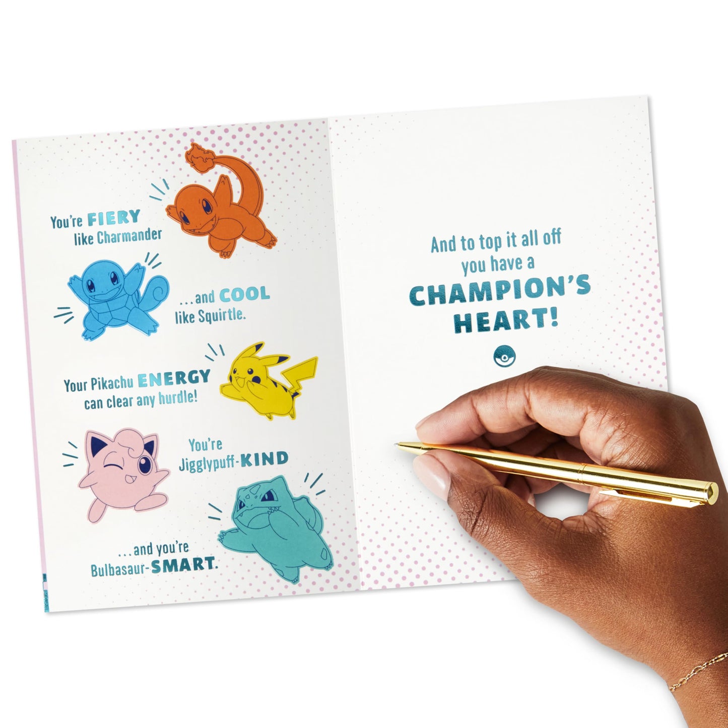 Hallmark Pokémon Birthday Card for Kid (A Champion's Heart) Charmander, Squirtle, Pikachu