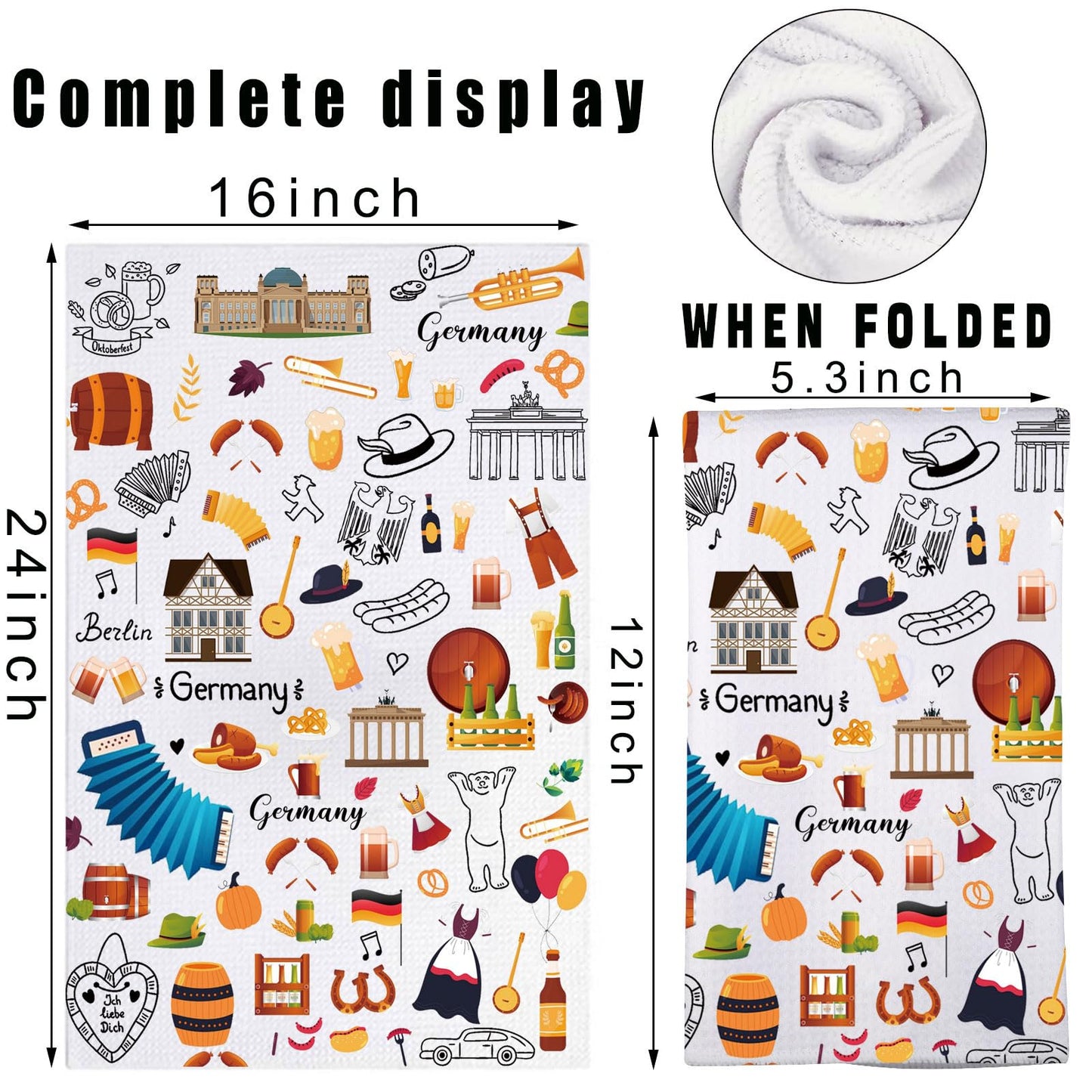 JNIAP Germany Kitchen Towel German Dish Towel Germany Themed Gifts Germany Housewarming Gift German Kitchen Decor (German KT)