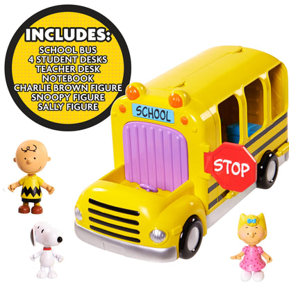 Peanuts Charlie Brown's Interactive School Bus Toy, 11-Pieces, Includes Charlie Brown, Sally, and Snoopy Figures, Toy for Fans, Boys, Girls, Kids, Ages 3 and Up, Kids Toys for Ages 3 Up by Just Play