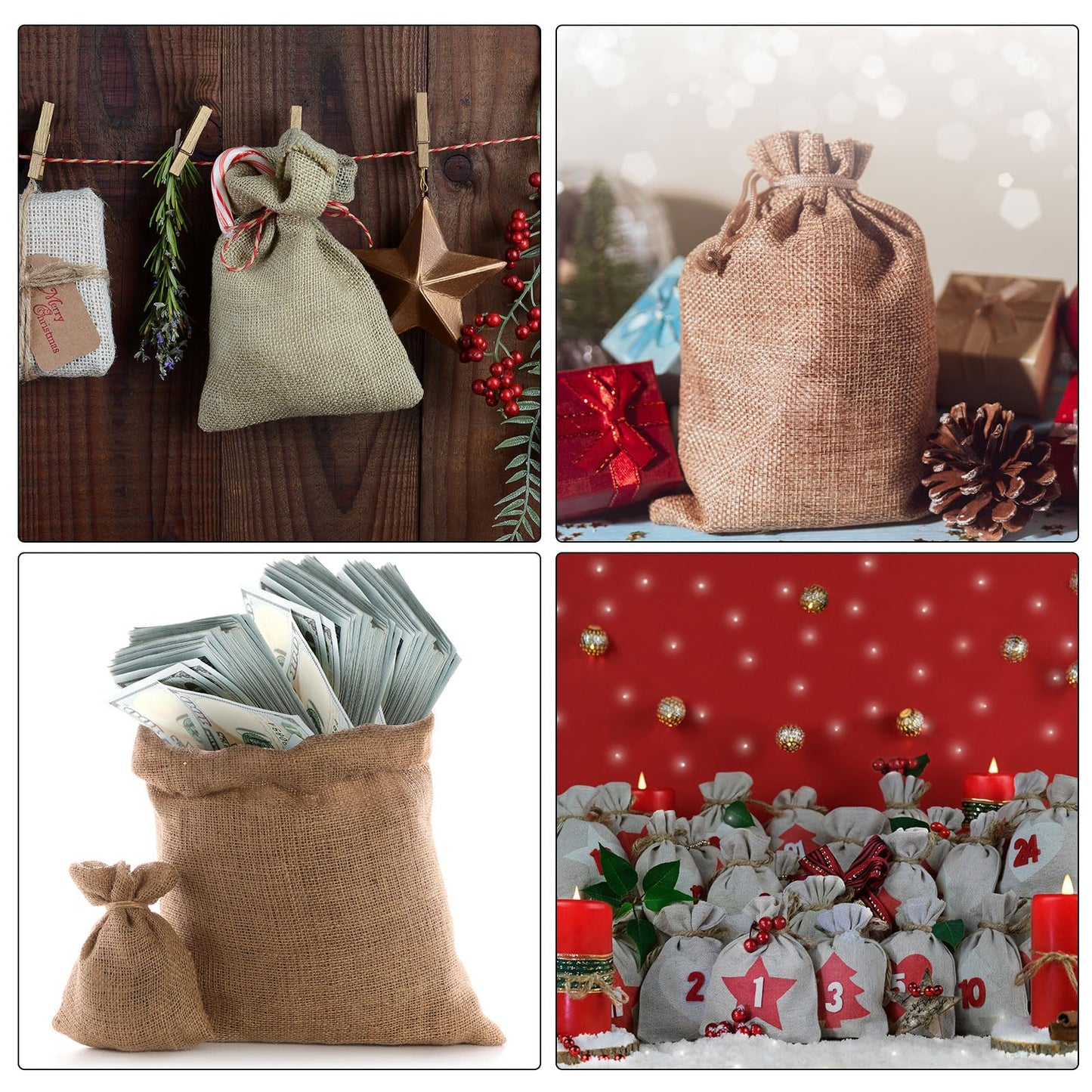 PATIKIL 6"x4" Coin Sacks Bag, 6Pcs Bank Coin Deposit Change Transit Canvas Money Bags with Drawstring Gift Sacks Style 1, White