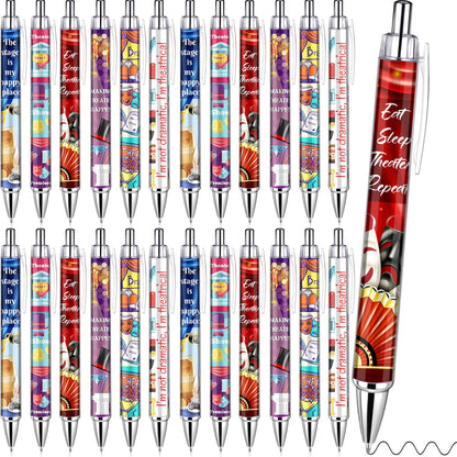 Feifeiya 24 Pack Musical Theater Gifts for Women Men, Ballpoint Pen Set with Quotes, Funny Theater Actor Gifts for Musical Broadway Theatre Lovers Friends, Actors