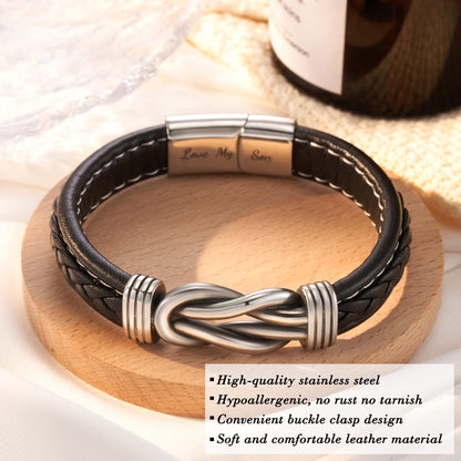 Tarsus Bracelet for Son/Grandson/Nephew, Gifts for Teen Boys Leather Knot Bracelet, Graduation Christmas Birthday Gifts