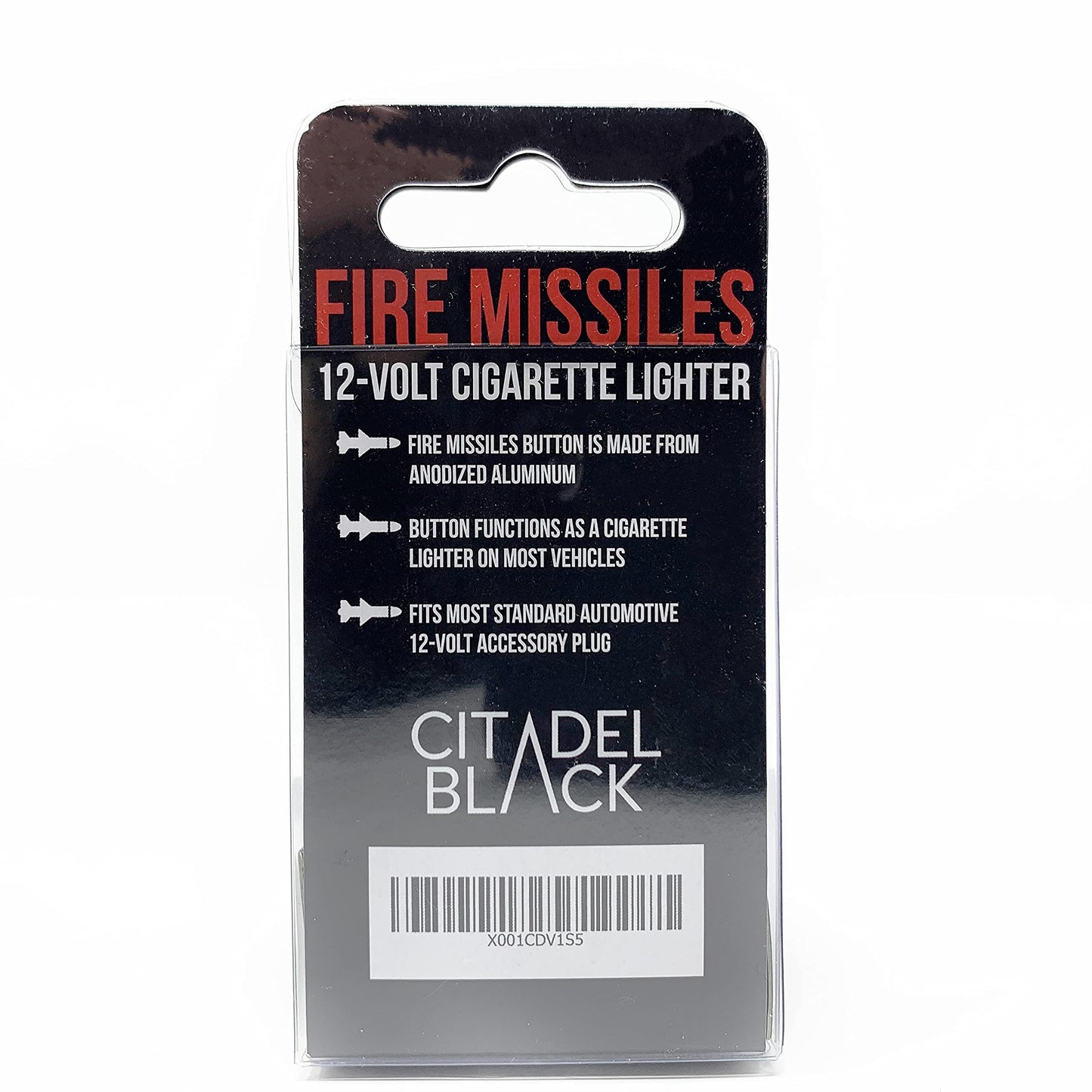 Fire Missiles Button Car Cigarette Lighter by Citadel Black - Anodized Aluminum, 12-Volt Replacement Accessory w/Safety Feature, Fits Most Vehicles, Socket Size A