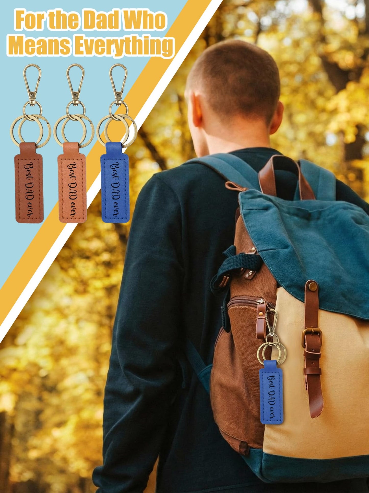 Junkin 24 Pcs Father's Day Dad Gift Bulk Retro PU Leather Keychains Best Dad Ever Gift for Men's Party Favors Husband New Dad