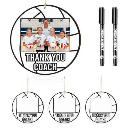WATINC Coach Gift Picture Frame - 4pcs Sport Thanks Coach Wood Photo Frame with Signature Pen for Women Men Team Player, Home Office Sports Decorations Hanging Frame Wall Art Photo Album(Volleyball)