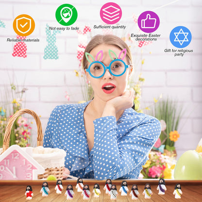 Bememo 150 Pcs Christian Gifts Bulk Bible Verse Cards Little Jesus Figures Prayer Cards Organza Bags for Easter Hunt Religious Party Favors Sunday Baptism, 50 Set(Bright Color,Love You)