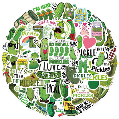 Funny Pickle Stickers for Adults, Cartoon Pickle Stickers Bulk, 50PCS Vinyl Waterproof Stickers for Water Bottle, Laptop, Phone, Skateboard, Scrapbook, Journal, Luggage, Party Supplies (Pickle)