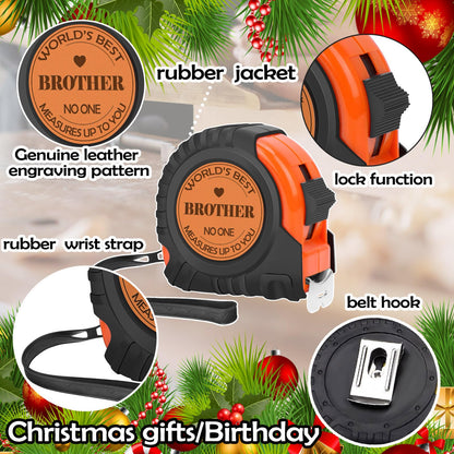 Gifts for Brother, Gifts for Men Genuine Leather Engraveda 25 FT Tape Measure, Stocking Stuffers for Men Brother Gift from Sister Best Gifts for Adult Brothers