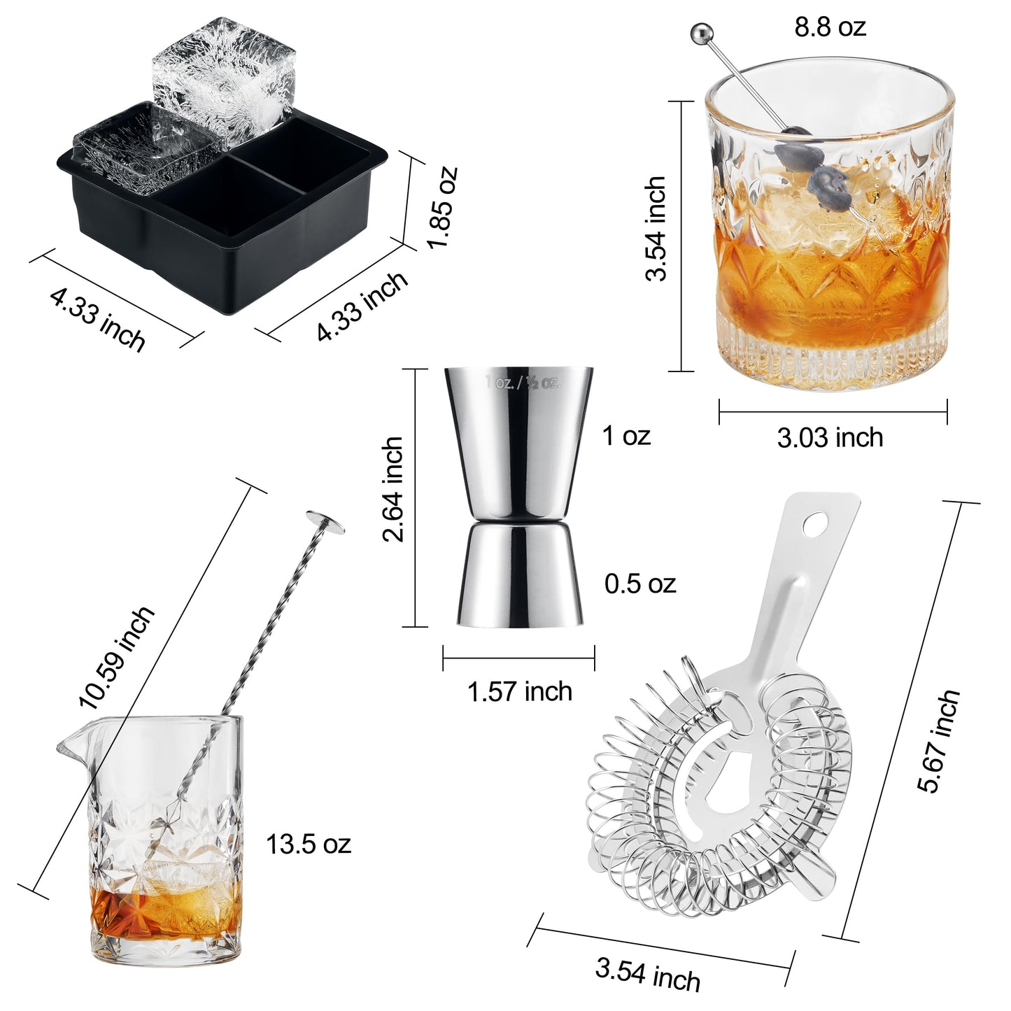 13-Piece Cocktail Shaker Set Bartender Kit+Bitters - Bar Mixing Stir Set with Whiskey Glass, Strainer, Jigger, Father’s Day Gift, Garnish Picks, Recipe Cards - Cocktails, Martinis, Manhattans & More