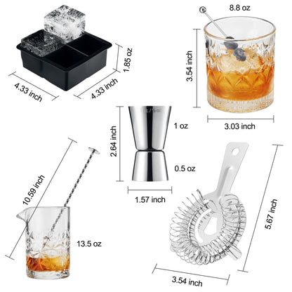 13-Piece Cocktail Shaker Set Bartender Kit+Bitters - Bar Mixing Stir Set with Whiskey Glass, Strainer, Jigger, Father’s Day Gift, Garnish Picks, Recipe Cards - Cocktails, Martinis, Manhattans & More