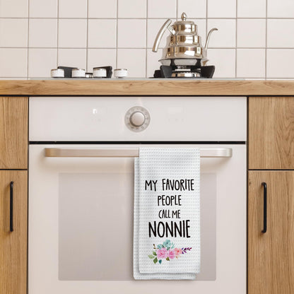 Nonnie Gifts Kitchen Towels, Grandma Gifts Hand Towels, NonnieGrandma Christmas Mother's Day Gift Dish Towel Tea Towel for Kitchen, Nonnie Grandmas Gift from Grandkids, 16x24inch