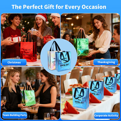 40 Pcs Reusable Gift Bags with Handles - Include 20 Iridescent Gift Bags & 20 Tissue Paper - Employee Appreciation Gifts Bulk for Staff, Team, Coworker, Teachers, Nurse, Thank You Gifts (Colorful)
