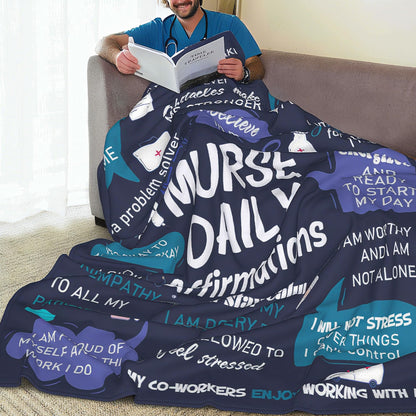 Male Nurse Gifts, Nurse Week/Day Gifts for Men, Gift for Male Nurses, Males Nurses' Nursing Gift for Men on Thanksgiving or Christmas Day, Soft Blanket with Daily Affirmations 60"x50"