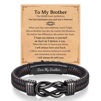EFVISD Infinity Leather Bracelet for Men Him Boys, Engraved Love You Son Grandson Nephew Brother Dad Husband Uncle Christmas Valentines Fathers Birthday Easter Graduation Gifts