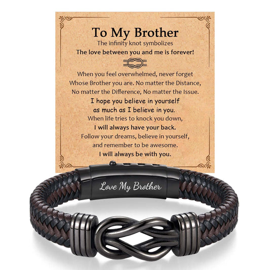EFVISD Infinity Leather Bracelet for Men Him Boys, Engraved Love You Son Grandson Nephew Brother Dad Husband Uncle Christmas Valentines Fathers Birthday Easter Graduation Gifts
