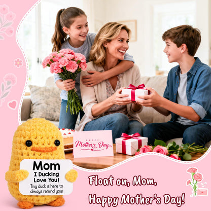 MBL Mom Birthday Gifts from Daughter - Funny Gifts for Mom Birthday Christmas Mother's Day from Daughter Son, Small Cute Crochet Duck for Mother Mama Mommy I Duck Love You Christmas Stocking Stuffers