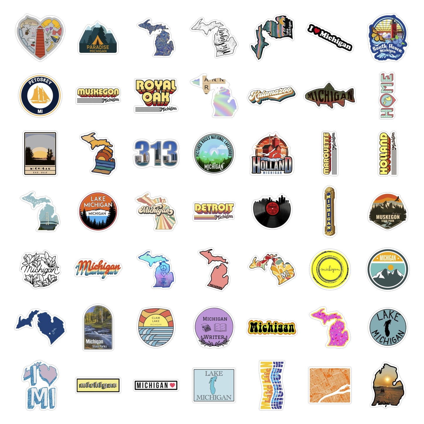 BulbaCraft Michigan Stickers for Water Bottle and Laptop - Michigan State Gifts, Party Supplies & Decorations, Waterproof Vinyl Decals, State Pride and Icon Stickers, Gifts for Women & Men