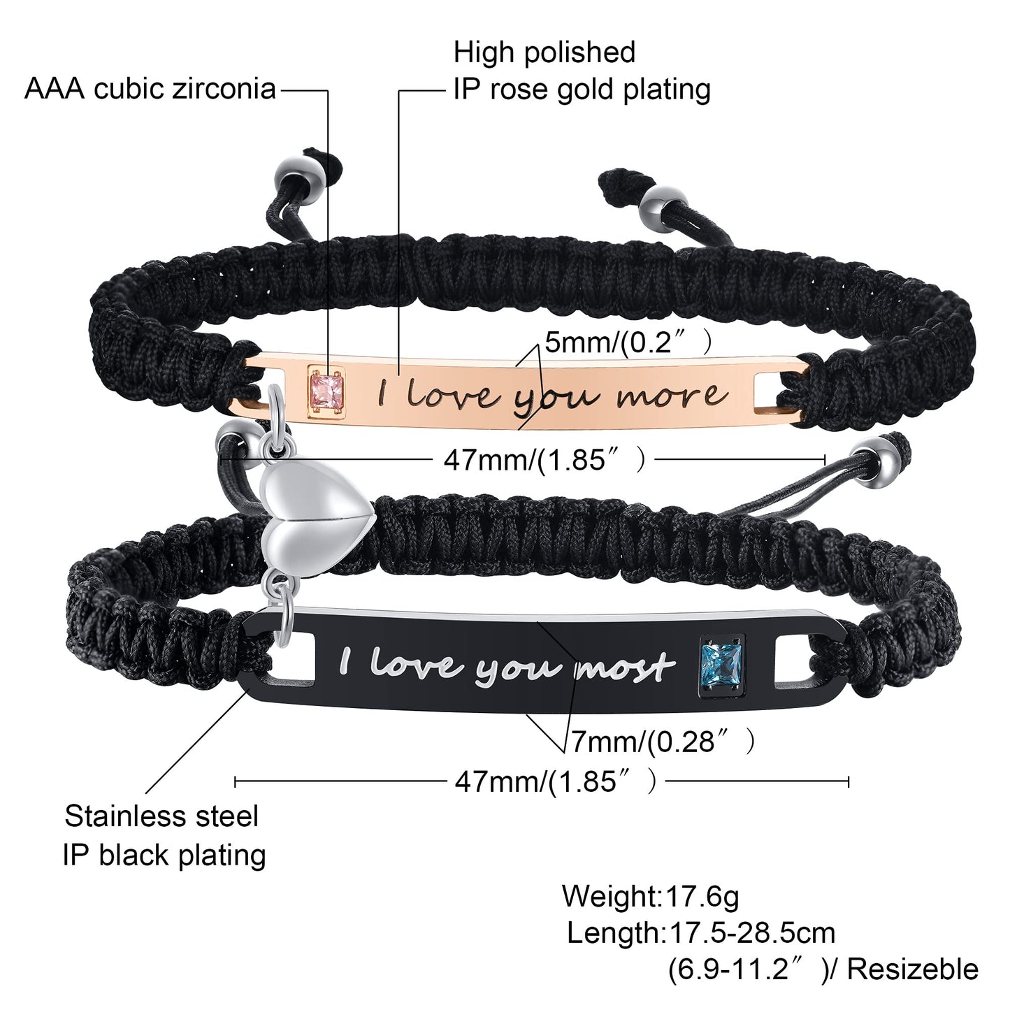 MEALGUET Personalized Couple Bracelet Customized Couple Bracelets Set Mutual Attraction Custom Name Relationship Bracelet Personalized Gift for Men Women