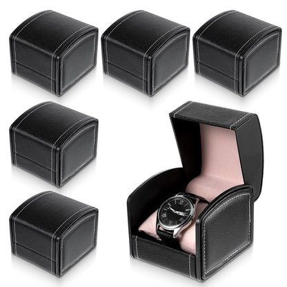 6 PCS Single Watch Case, Watch Gift Box PU Leather Bracelet Boxes Dust-Proof Bracelet Jewelry Gift Box Used for Jewelry, Watches Bracelets Gifts Packaging, Storage and Display-Black