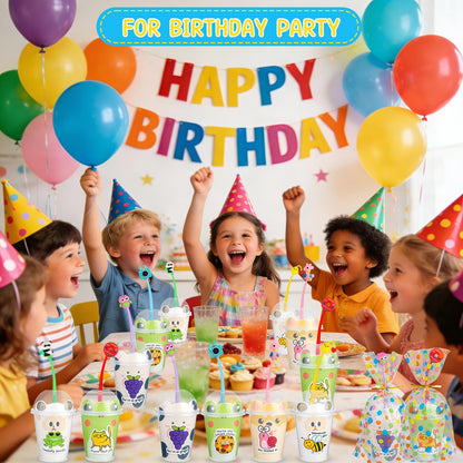 Mepmela Return Gifts for Birthday Party, 12 Pack Birthday Goodie Bags with Cups Notebooks Fun Pens Stickers for Classroom Gifts Class Rewards Prizes