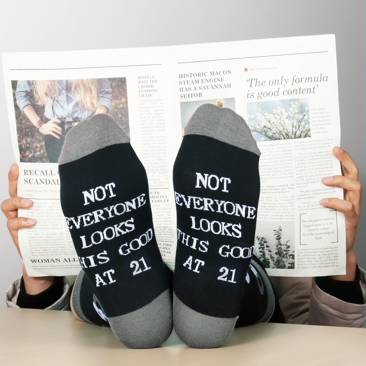 Jeasona 30th 40th 50th 60th 70th Birthday Gifts for Men Black Crew Cotton Socks
